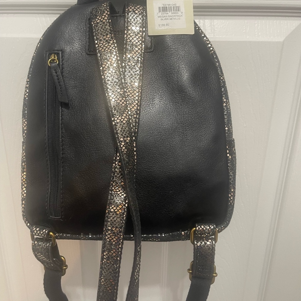 Fossil Black and Gold Patterned Backpack - Picture 5 of 13